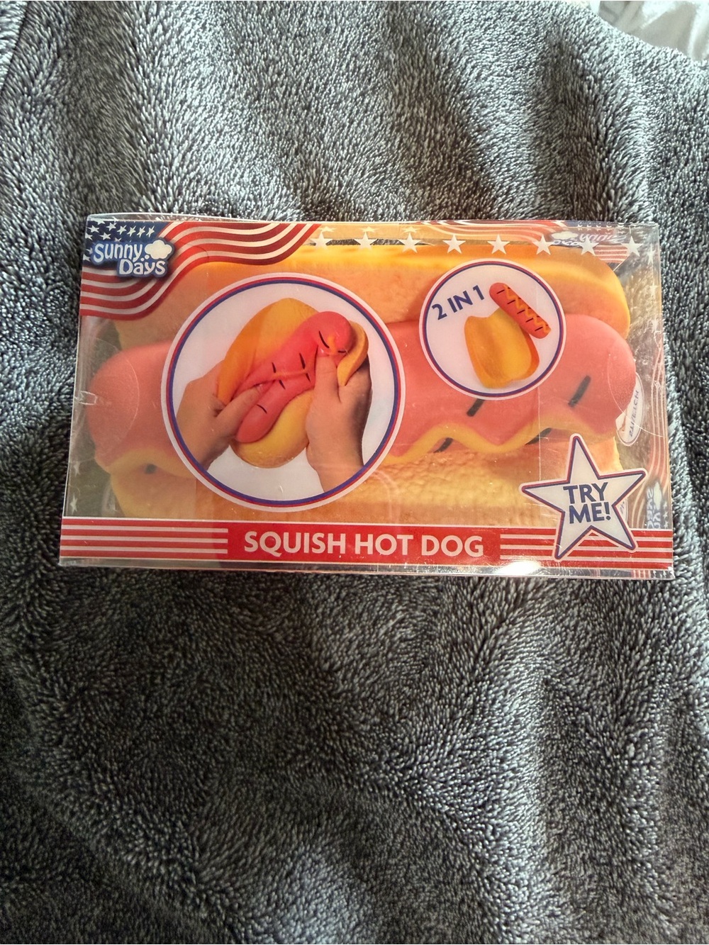Sunny Days Squish Hot Dog Squeeze Toy - Yellow & Pink